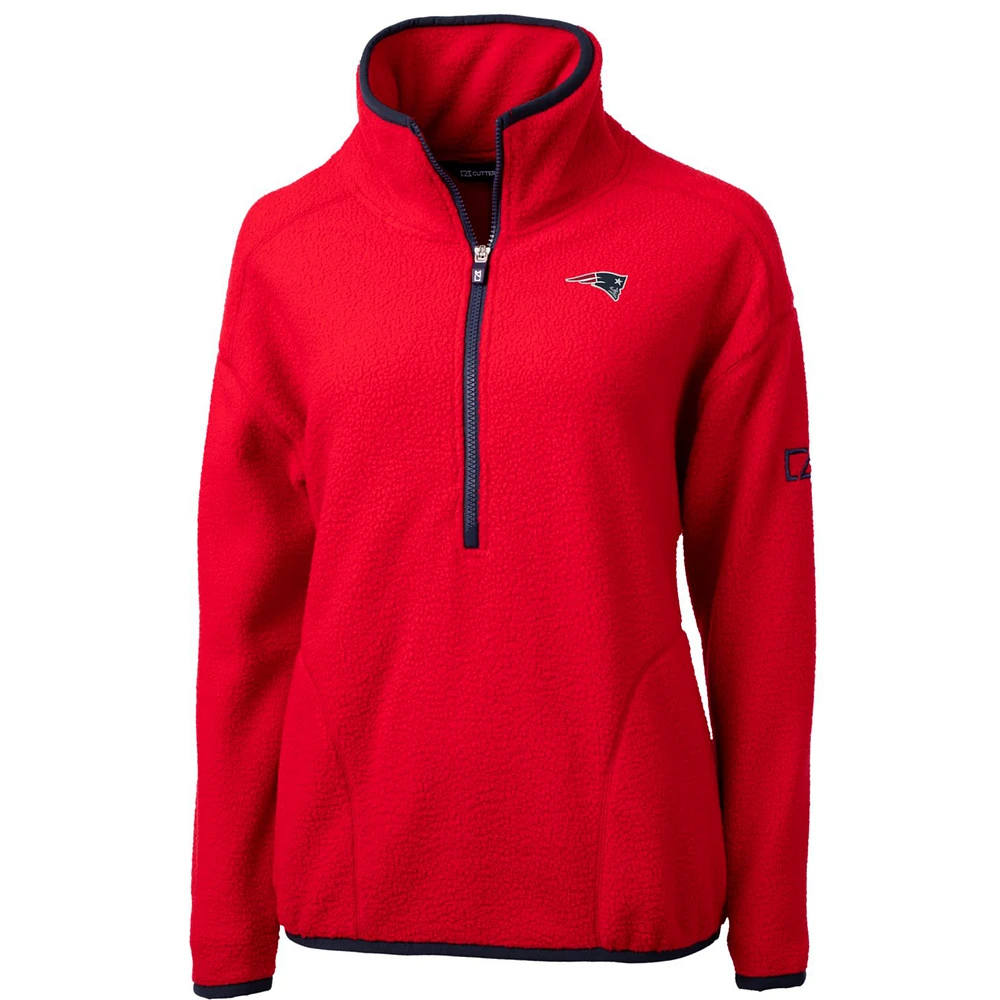 Women's Cutter & Buck Red/Navy New England Patriots Cascade Eco Sherpa Fleece Half-Zip Pullover Jacket