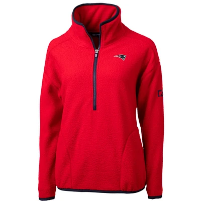 Women's Cutter & Buck Red/Navy New England Patriots Cascade Eco Sherpa Fleece Half-Zip Pullover Jacket