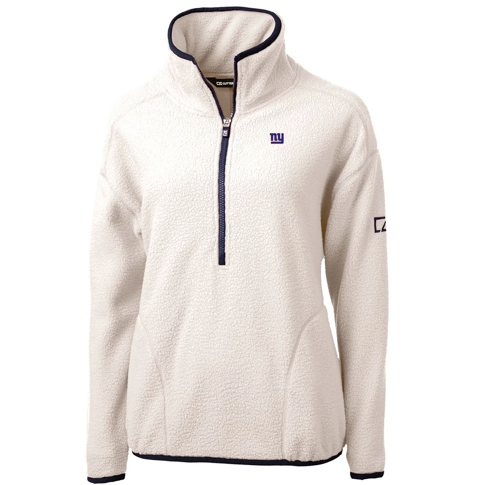 Women's Cutter & Buck White/Navy New York Giants Cascade Eco Sherpa Fleece Half-Zip Pullover Jacket