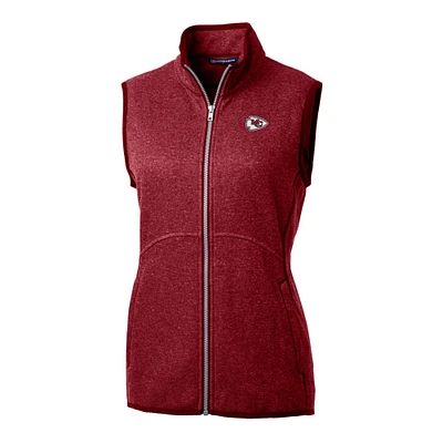 Women's Cutter & Buck Red Kansas City Chiefs Mainsail Sweater-Knit Full-Zip Vest