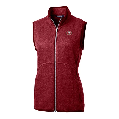 Women's Cutter & Buck Scarlet San Francisco 49ers Mainsail Sweater-Knit Full-Zip Vest