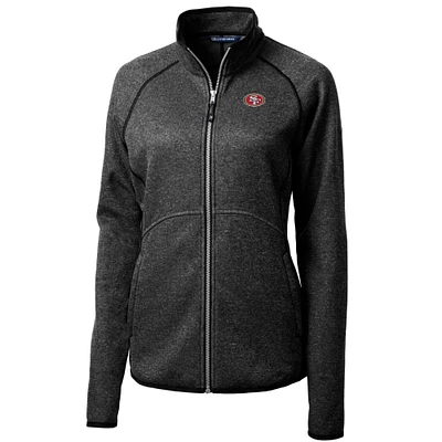 Women's Cutter & Buck Heathered Charcoal San Francisco 49ers Mainsail Sweater-Knit Full-Zip Jacket