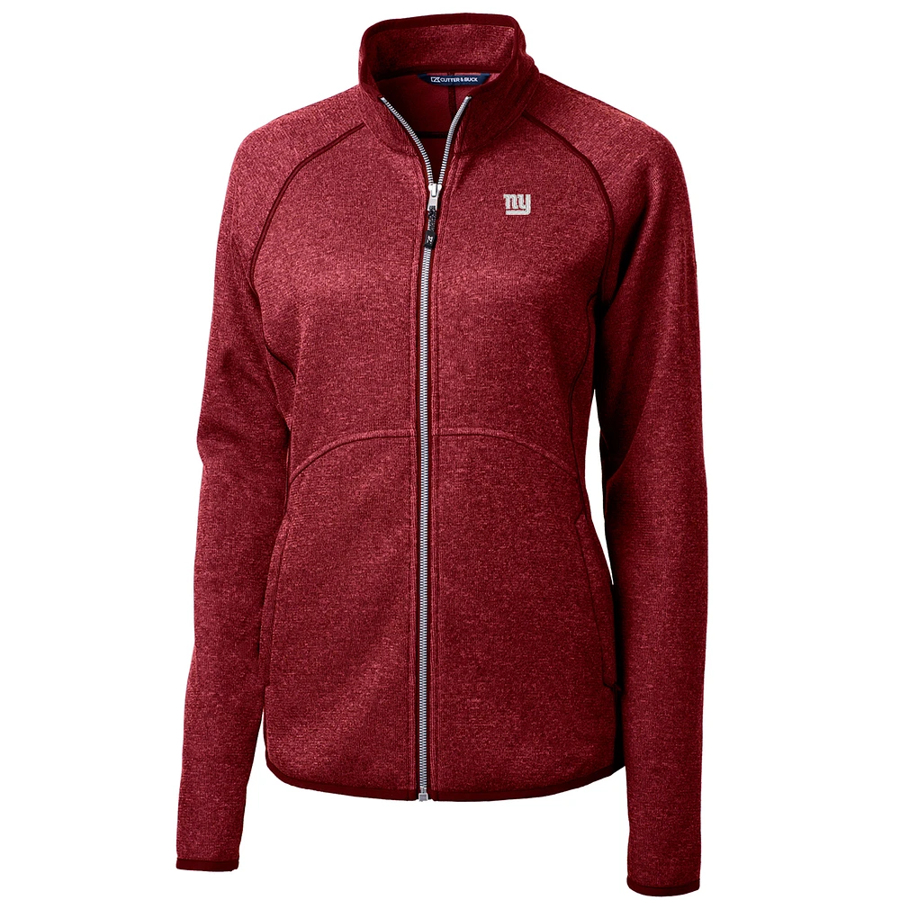 Women's Cutter & Buck Red New York Giants Mainsail Sweater-Knit Full-Zip Jacket