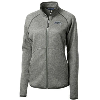 Women's Cutter & Buck Heathered Gray Seattle Seahawks Mainsail Sweater-Knit Full-Zip Jacket