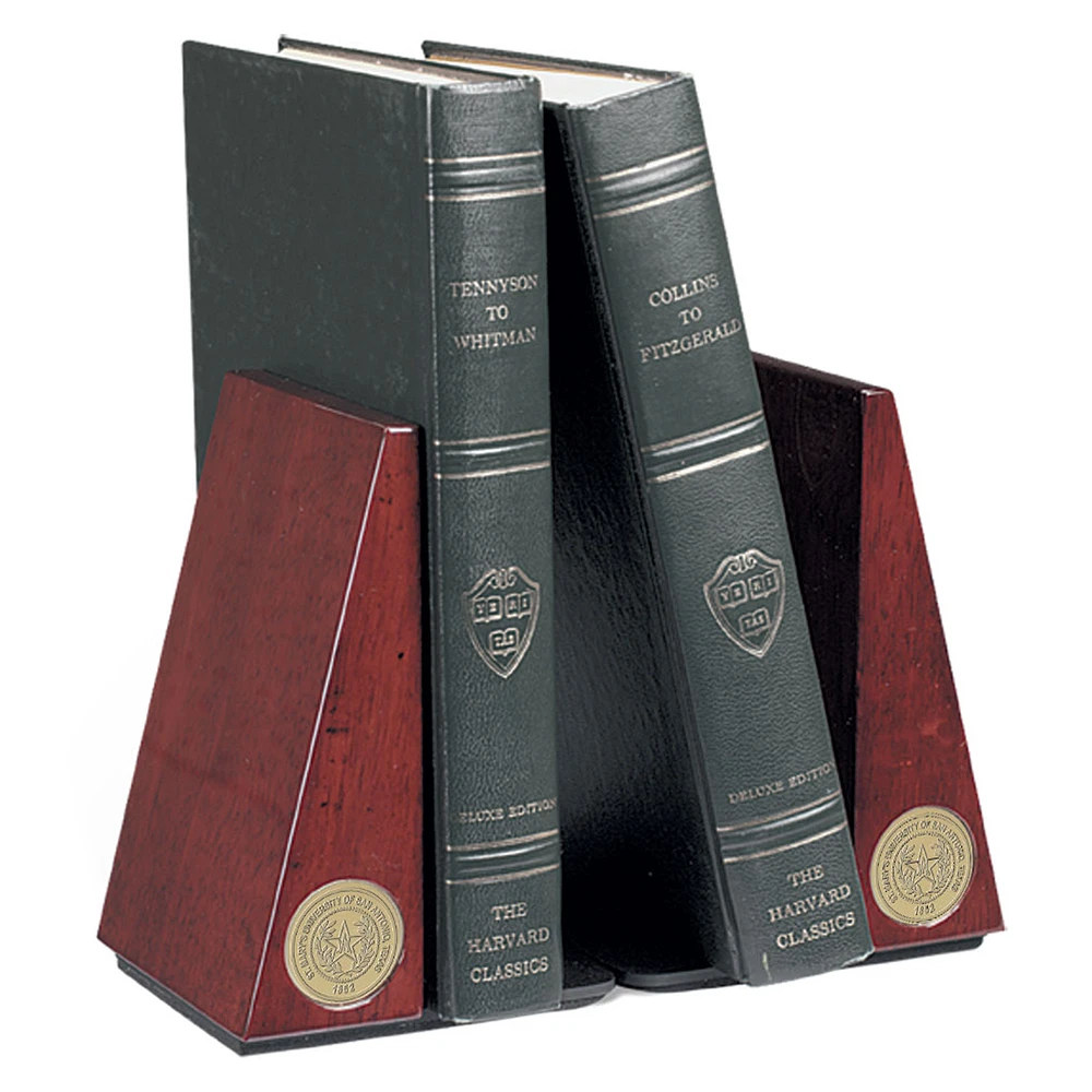 Gold St. Mary's University Rattlers Rosewood Bookends
