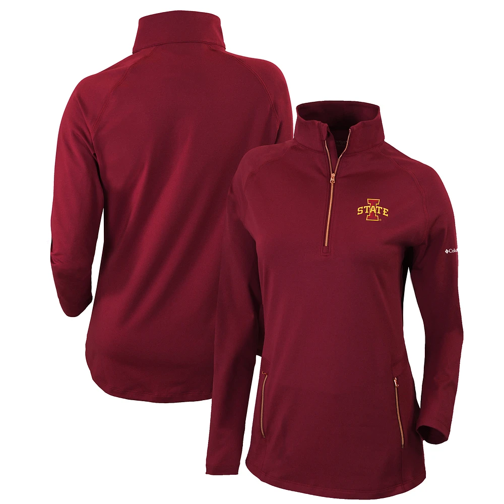 Women's Columbia Cardinal Iowa State Cyclones Outward Nine Quarter-Zip Pullover Top