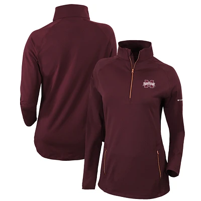 Women's Columbia Maroon Mississippi State Bulldogs Outward Nine Quarter-Zip Pullover Top