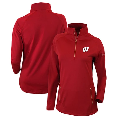 Women's Columbia Red Wisconsin Badgers Outward Nine Quarter-Zip Pullover Top