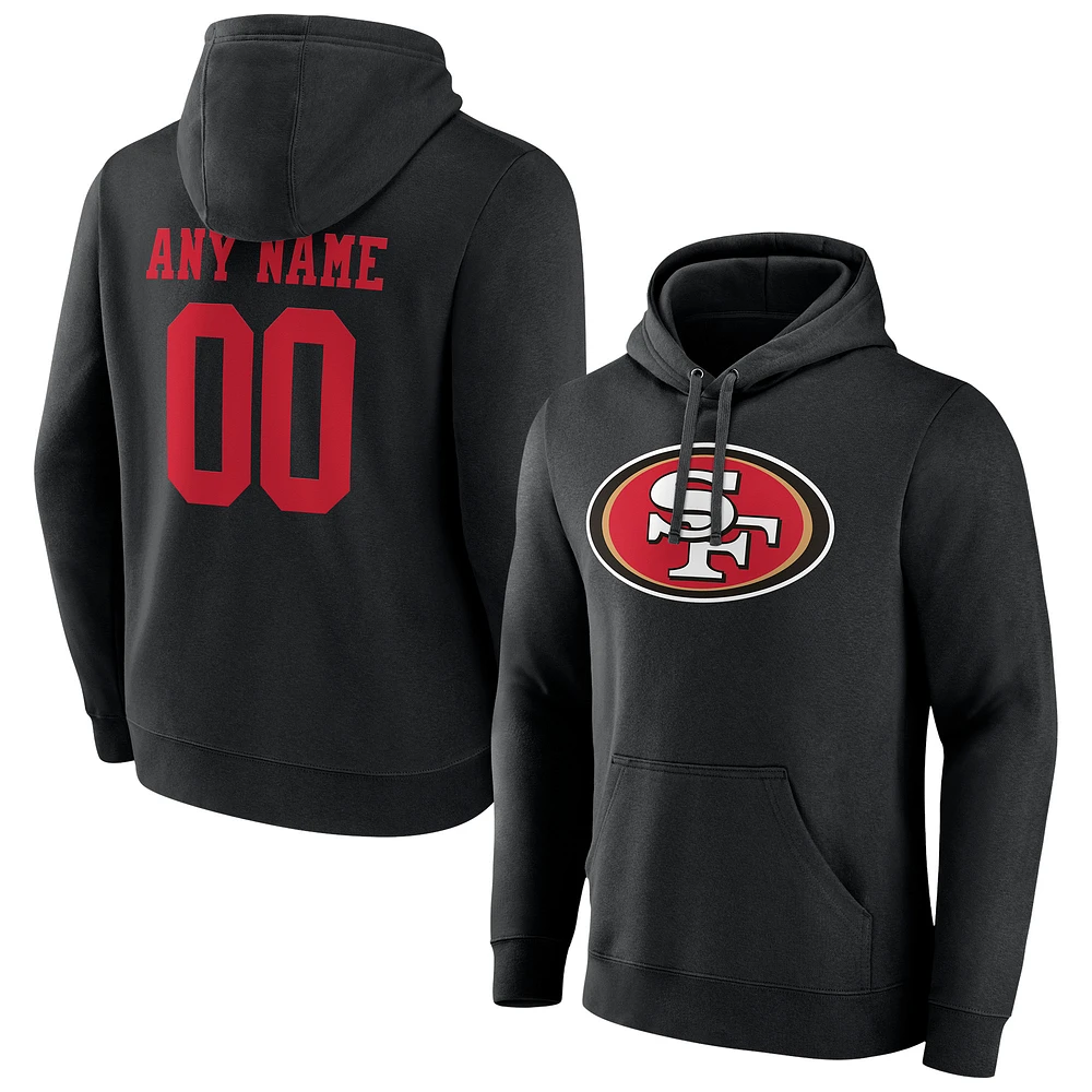 Men's Black San Francisco 49ers Team Authentic Logo Personalized Name & Number Pullover Hoodie