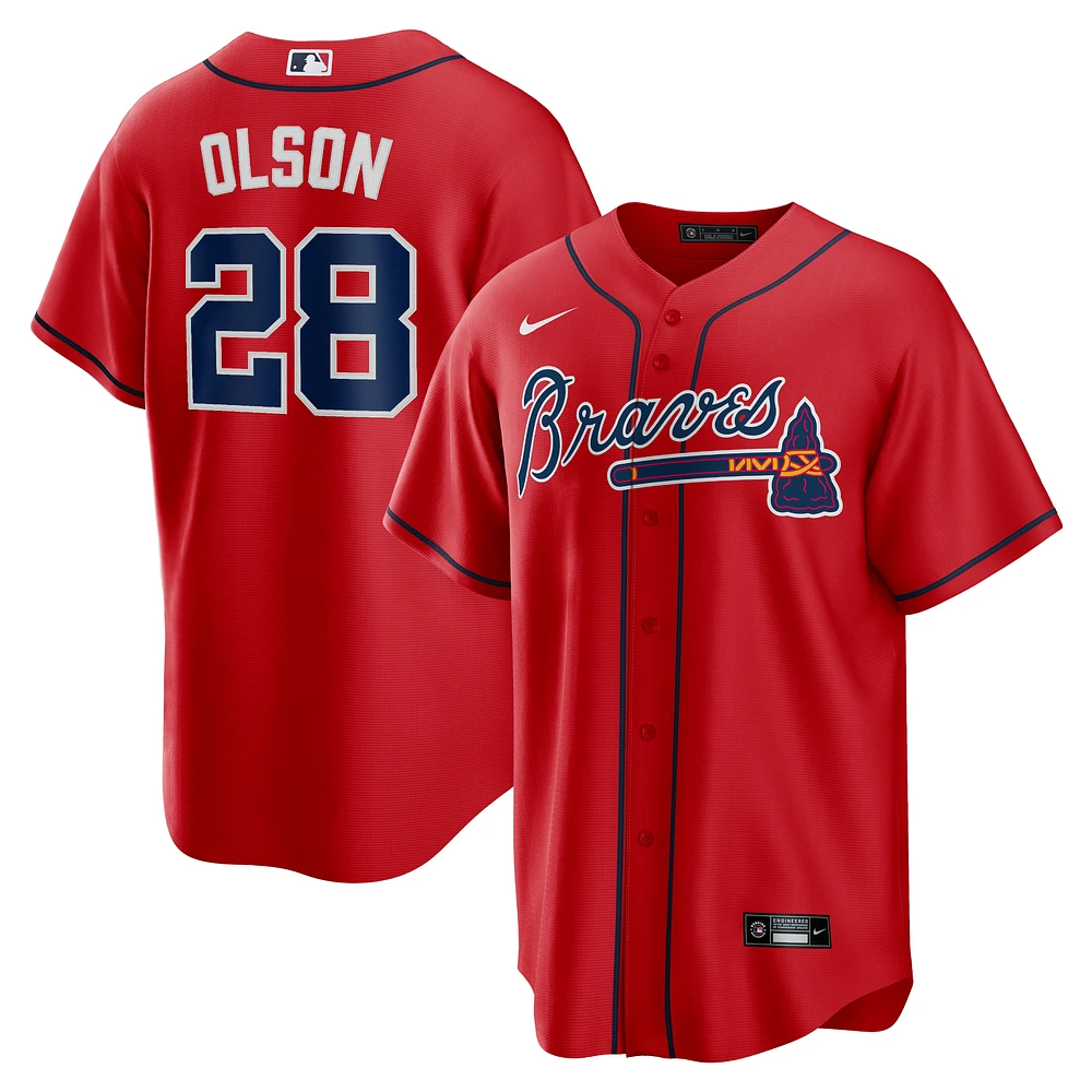 Men's Nike Matt Olson Red Atlanta Braves Alternate 2 Replica Jersey