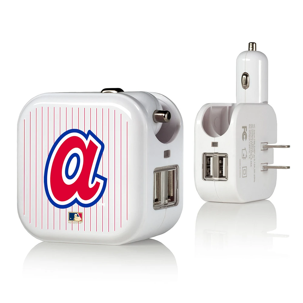 Atlanta Braves 2-in-1 Pinstripe Cooperstown Design USB Charger