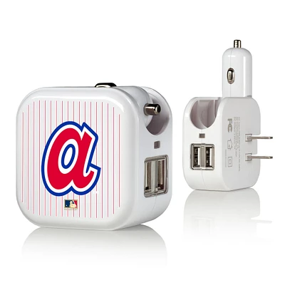 Atlanta Braves 2-in-1 Pinstripe Cooperstown Design USB Charger
