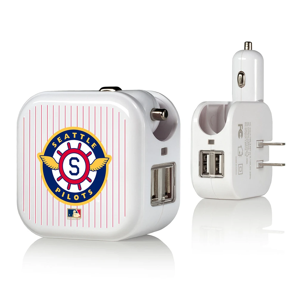 Seattle Pilots 2-in-1 Pinstripe Cooperstown Design USB Charger