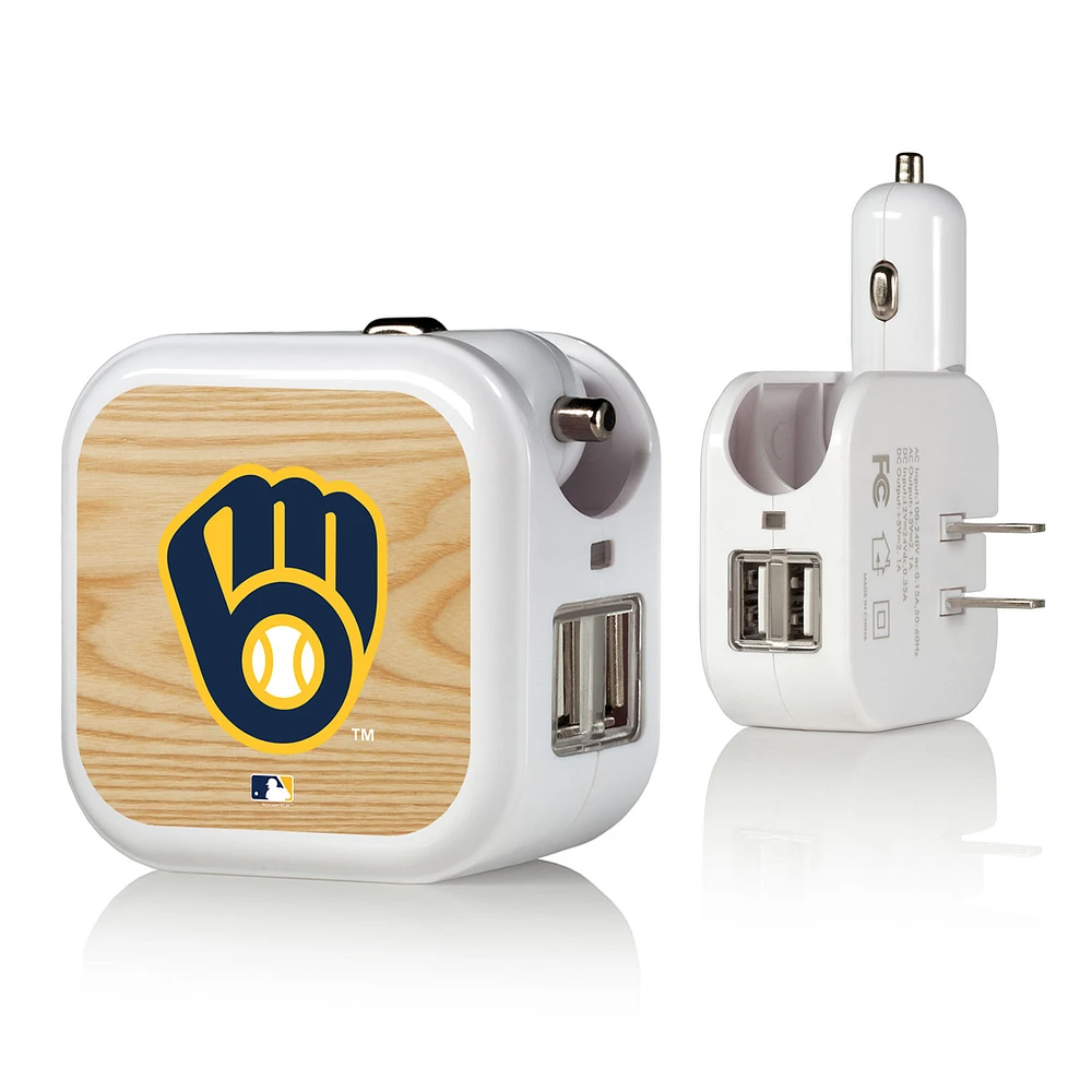 Milwaukee Brewers 2-in-1 Baseball Bat Design USB Charger