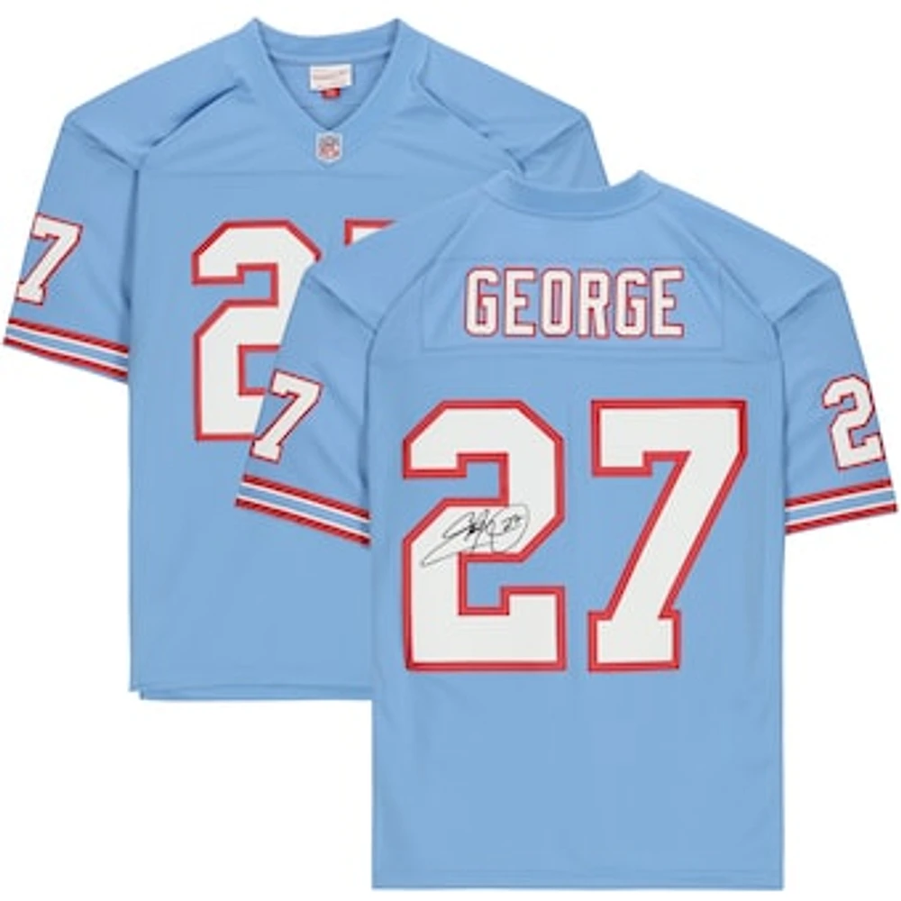 Eddie George Light Blue Houston Oilers Autographed Mitchell & Ness Replica Jersey