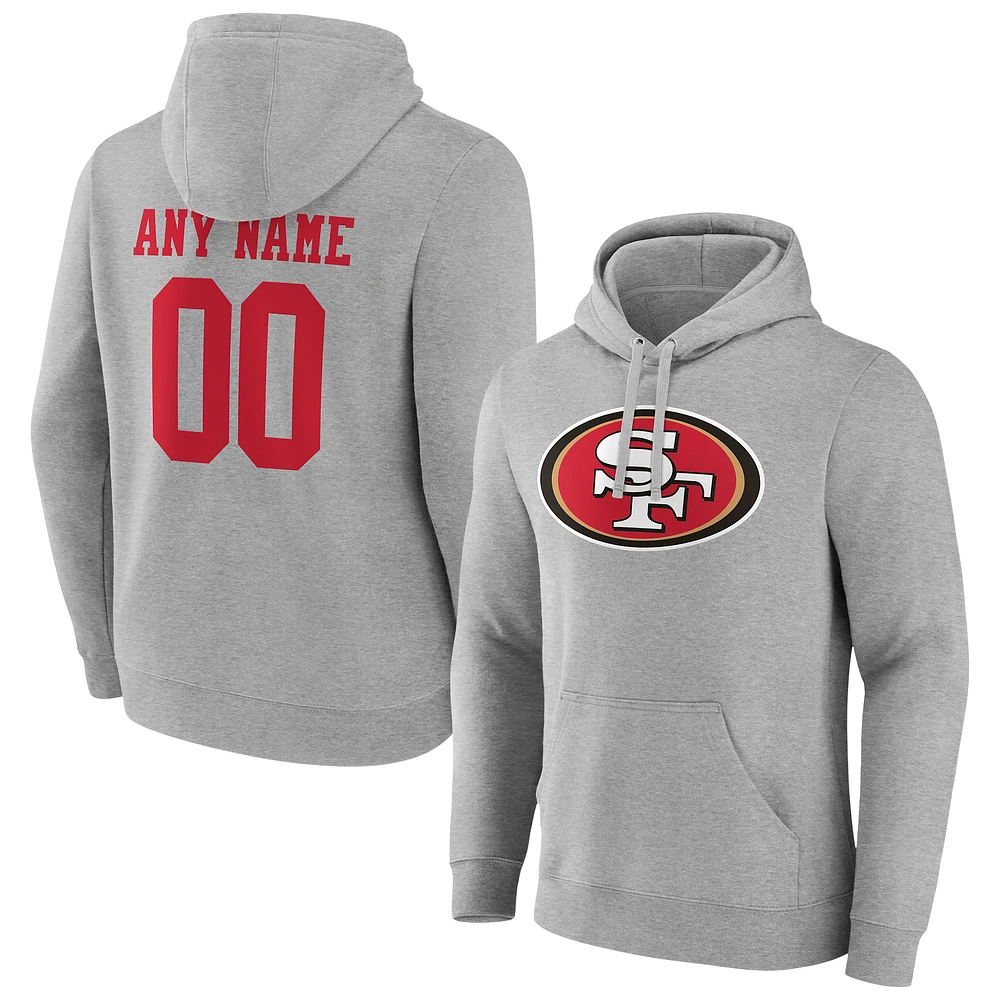 Men's Heathered Gray San Francisco 49ers Team Authentic Custom Pullover Hoodie