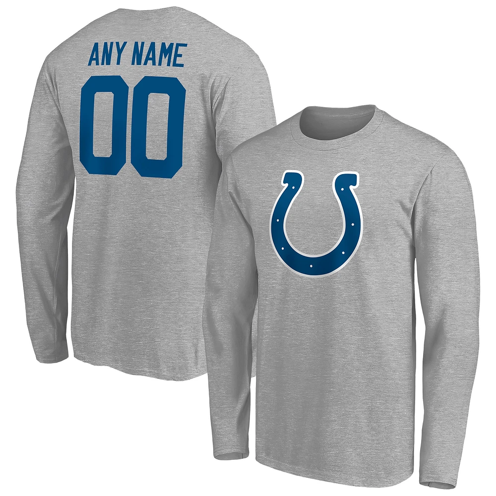 Men's Gray Indianapolis Colts Team Authentic Custom Long Sleeve T-Shirt