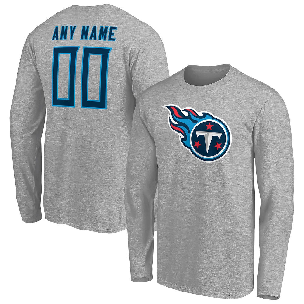 Men's Gray Tennessee Titans Team Authentic Custom Long Sleeve T-Shirt