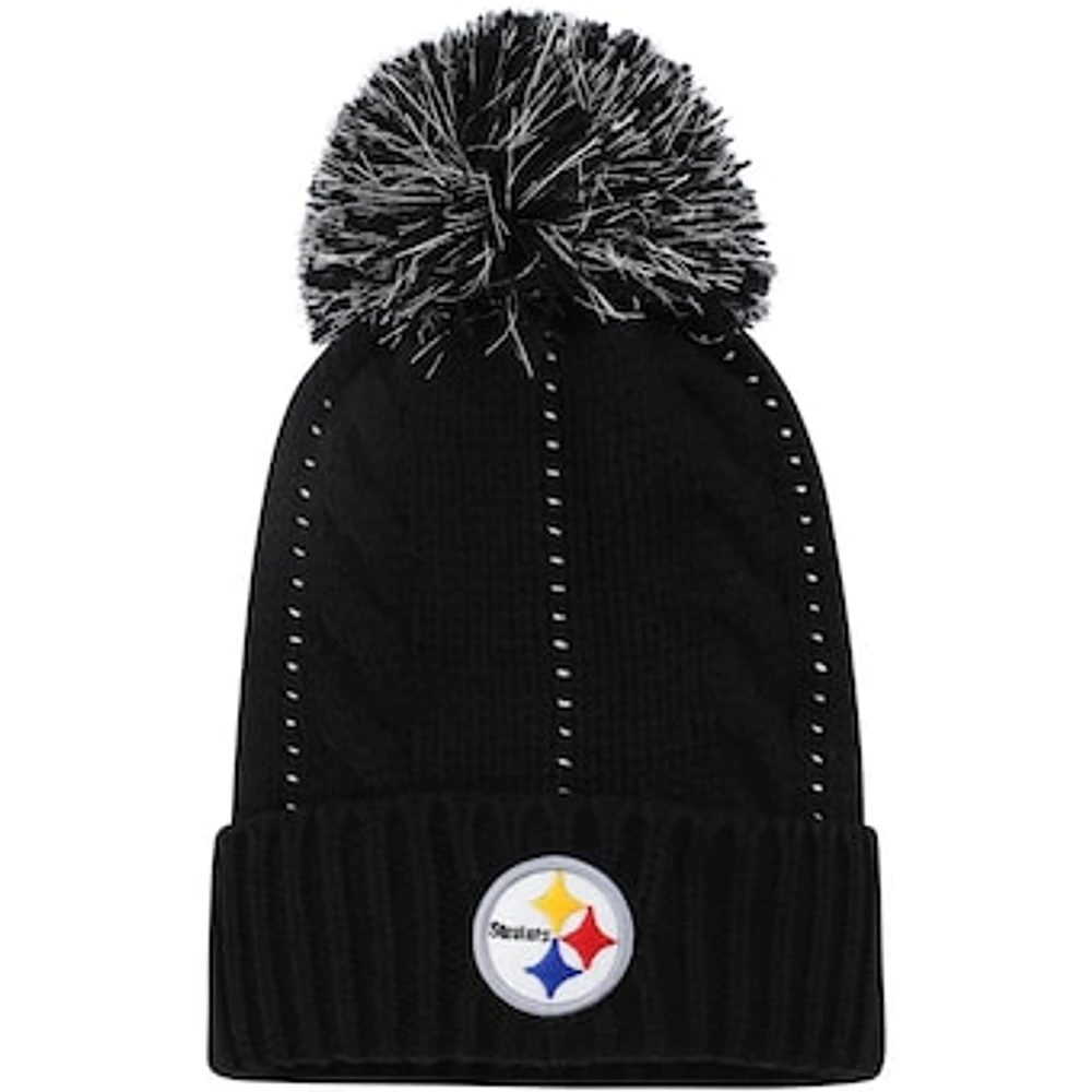 Women's '47 Black Pittsburgh Steelers Bauble Cuffed Knit Hat with Pom
