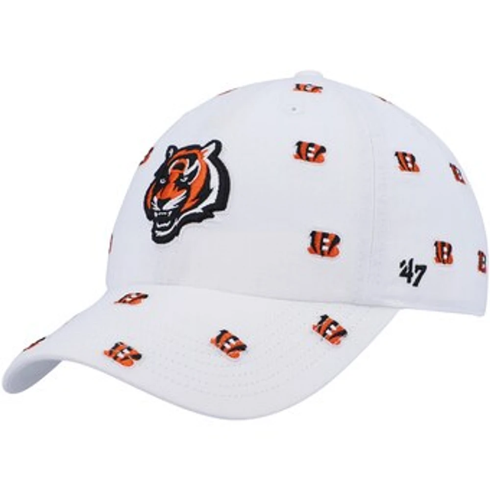 Women's '47 White Cincinnati Bengals Confetti Clean Up Adjustable Hat