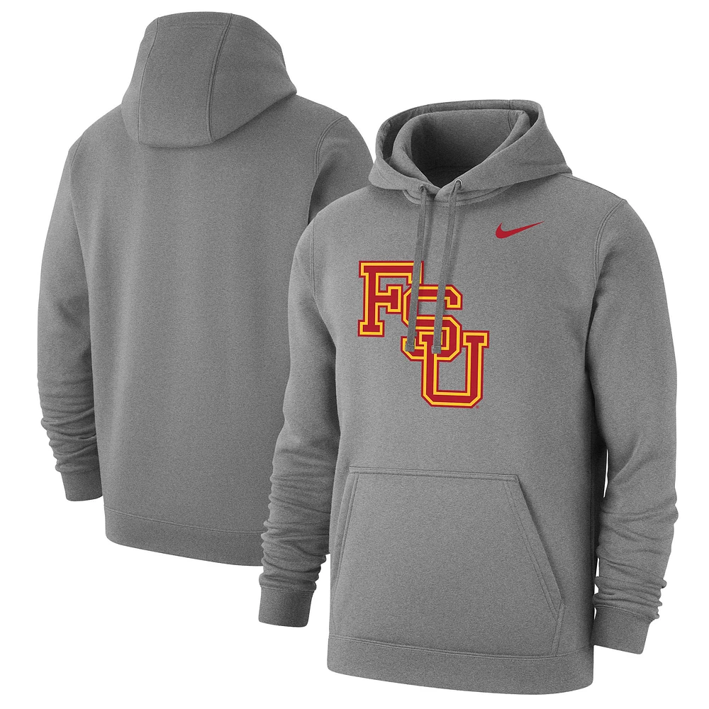 Men's Nike Heather Gray Florida State Seminoles Vintage Logo Pullover Hoodie