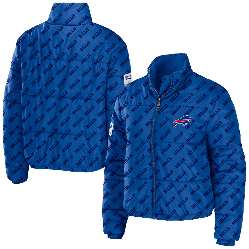 Women's WEAR by Erin Andrews Royal Buffalo Bills Puffer Full-Zip Cropped Jacket