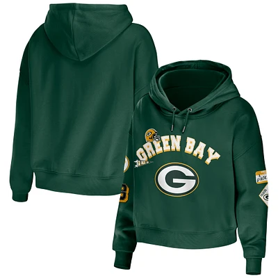 Women's WEAR by Erin Andrews Green Green Bay Packers Modest Cropped Pullover Hoodie