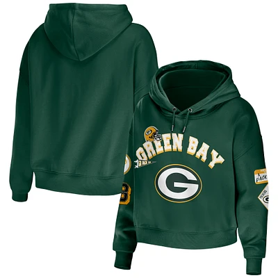 Women's WEAR by Erin Andrews Green Green Bay Packers Plus Size Modest Cropped Pullover Hoodie