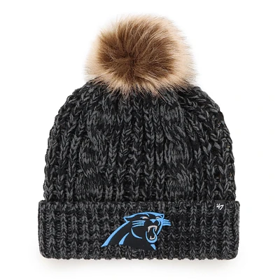 Women's '47 Black Carolina Panthers Meeko Cuffed Knit Hat with Pom