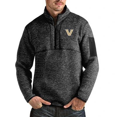 Men's Antigua Heathered Vanderbilt Commodores Fortune Quarter-Zip Pullover Jacket