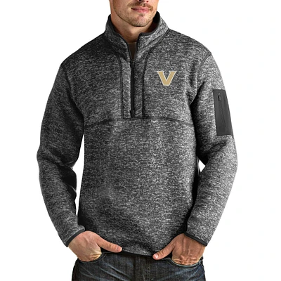 Men's Antigua Heathered Charcoal Vanderbilt Commodores Fortune Quarter-Zip Pullover Jacket