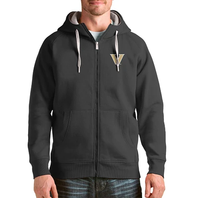Men's Antigua Charcoal Vanderbilt Commodores Victory Full-Zip Hoodie