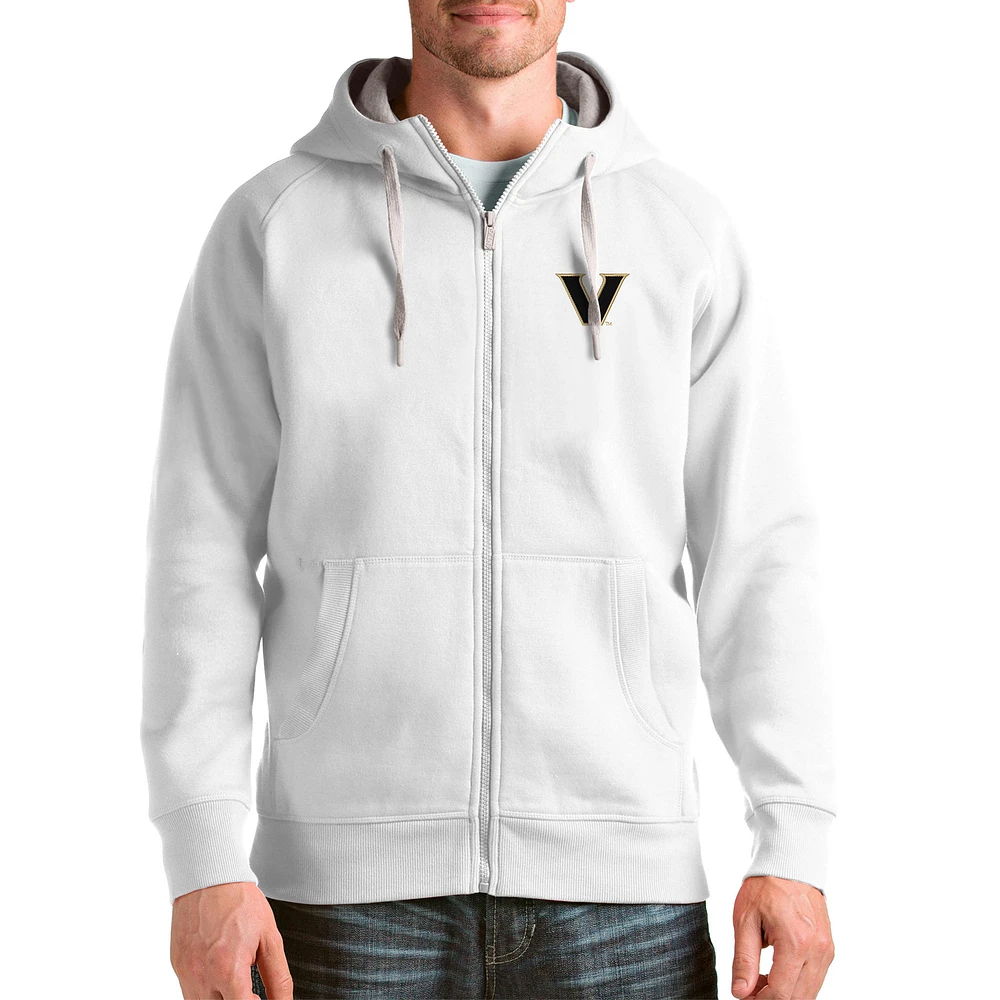 Men's Antigua White Vanderbilt Commodores Team Victory Full-Zip Hoodie