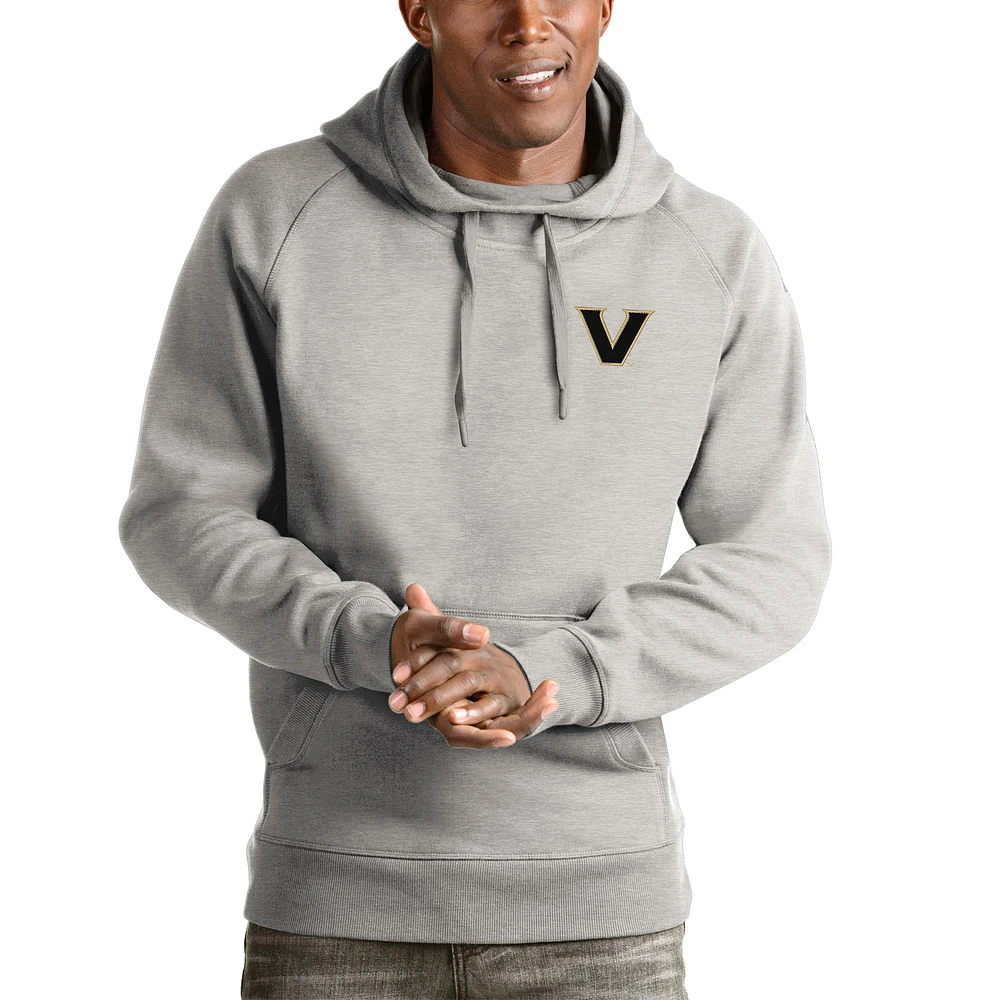 Men's Antigua Heathered Gray Vanderbilt Commodores Victory Pullover Hoodie