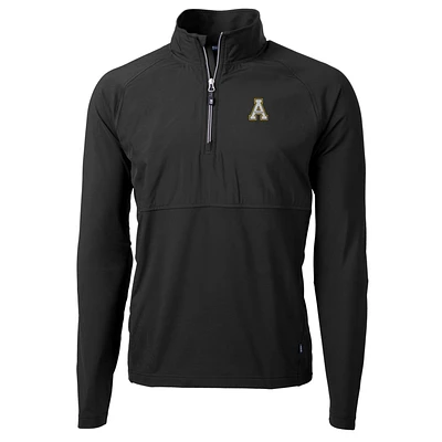 Men's Cutter & Buck Black Appalachian State Mountaineers Adapt Eco Knit Hybrid Recycled Quarter-Zip Pullover Top