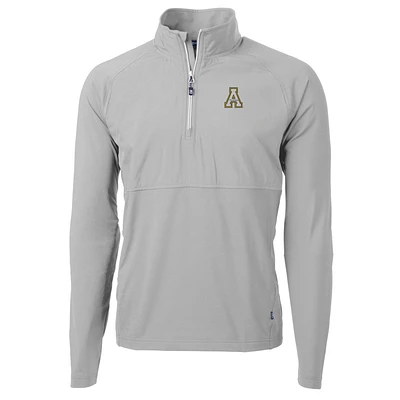 Men's Cutter & Buck Silver Appalachian State Mountaineers Adapt Eco Knit Hybrid Recycled Quarter-Zip Pullover Top