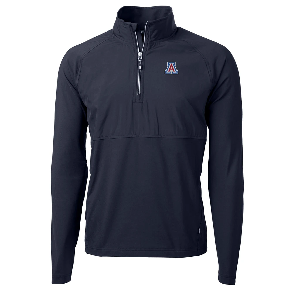 Men's Cutter & Buck Navy Arizona Wildcats Adapt Eco Knit Hybrid Recycled Quarter-Zip Pullover Top