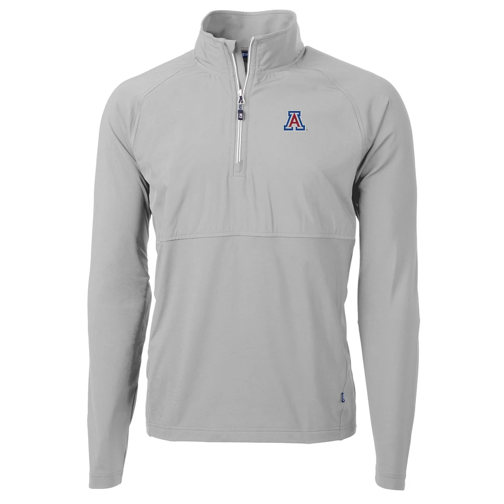 Men's Cutter & Buck Silver Arizona Wildcats Adapt Eco Knit Hybrid Recycled Quarter-Zip Pullover Top