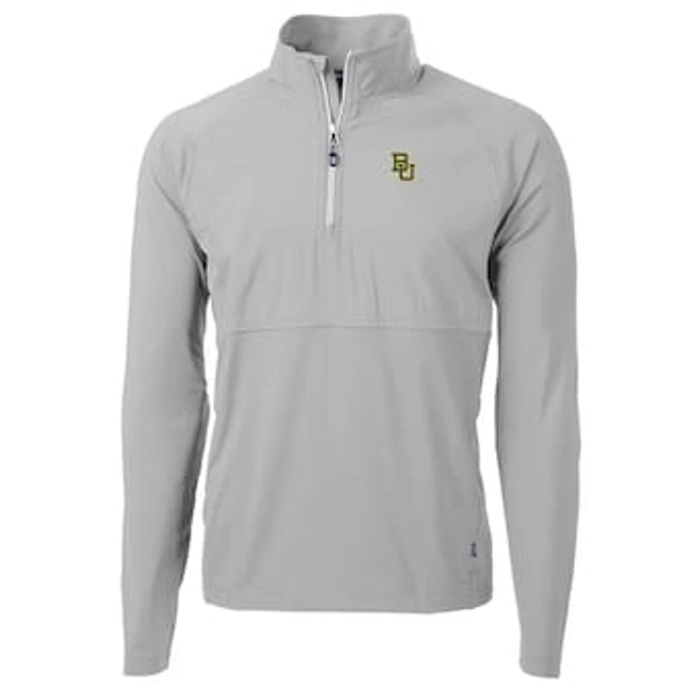 Men's Cutter & Buck Silver Baylor Bears Adapt Eco Knit Hybrid Recycled Quarter-Zip Pullover Top