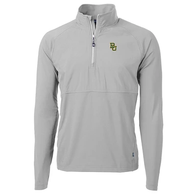 Men's Cutter & Buck Silver Baylor Bears Adapt Eco Knit Hybrid Recycled Quarter-Zip Pullover Top