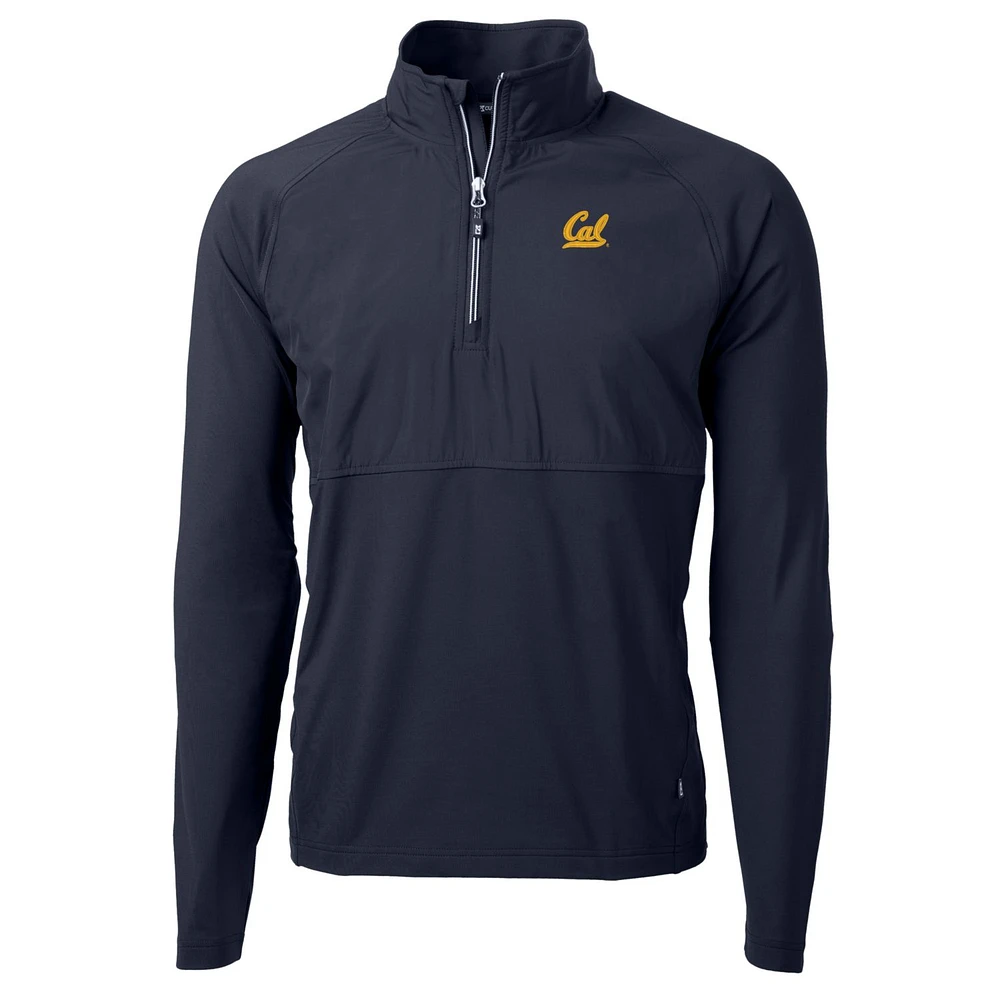 Men's Cutter & Buck Navy Cal Bears Adapt Eco Knit Hybrid Recycled Quarter-Zip Pullover Top
