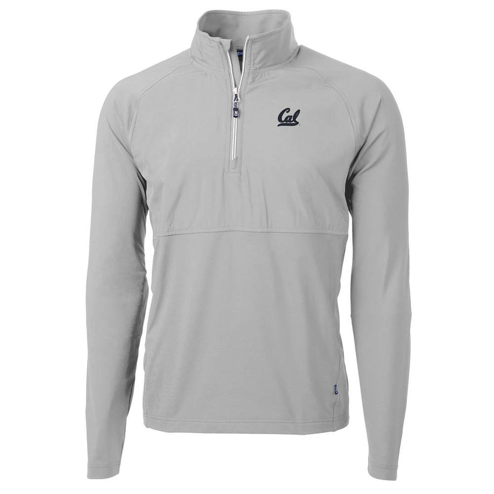 Men's Cutter & Buck Silver Cal Bears Adapt Eco Knit Hybrid Recycled Quarter-Zip Pullover Top