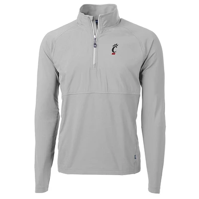 Men's Cutter & Buck Silver Cincinnati Bearcats Adapt Eco Knit Hybrid Recycled Quarter-Zip Pullover Top