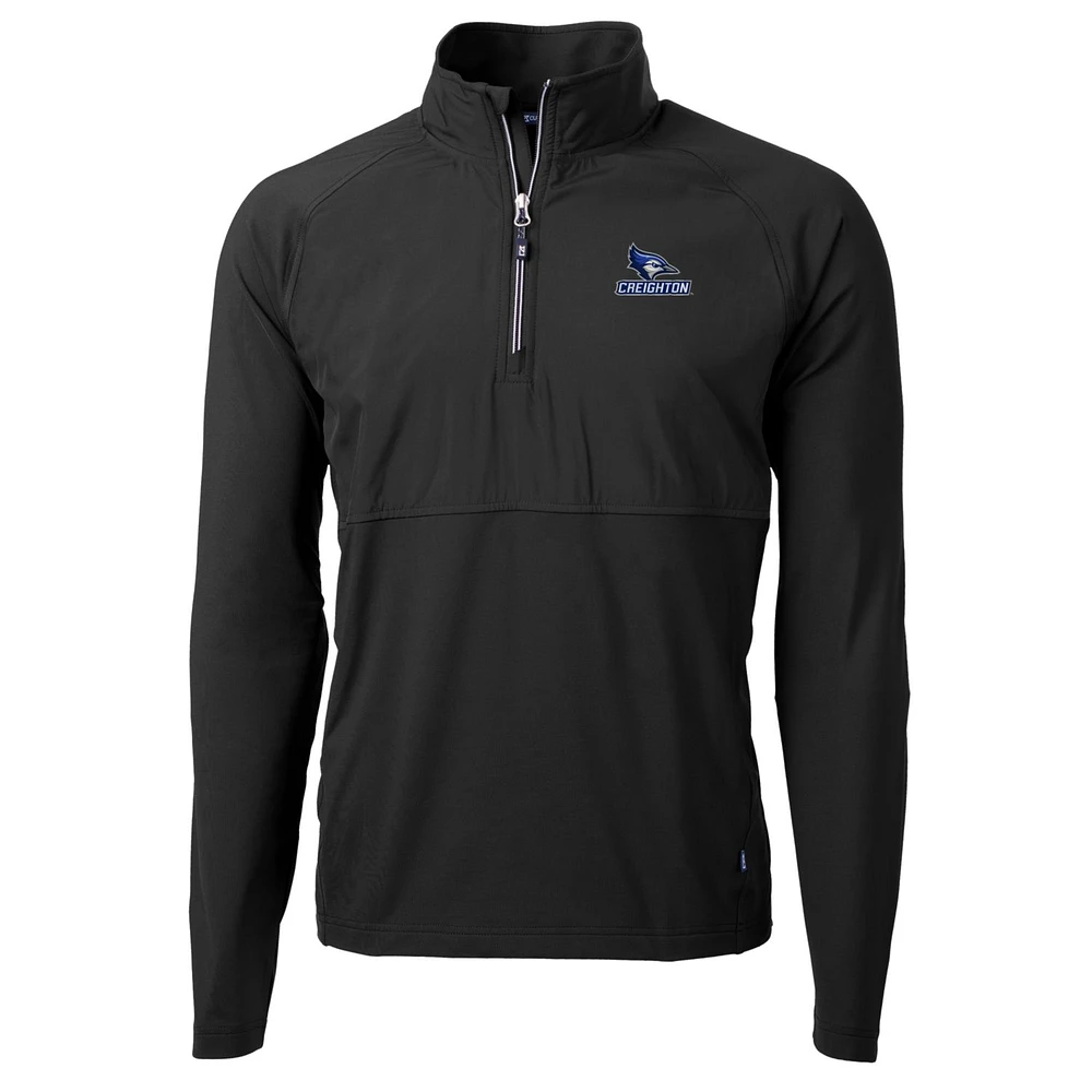 Men's Cutter & Buck Black Creighton Bluejays Adapt Eco Knit Hybrid Recycled Quarter-Zip Pullover Top
