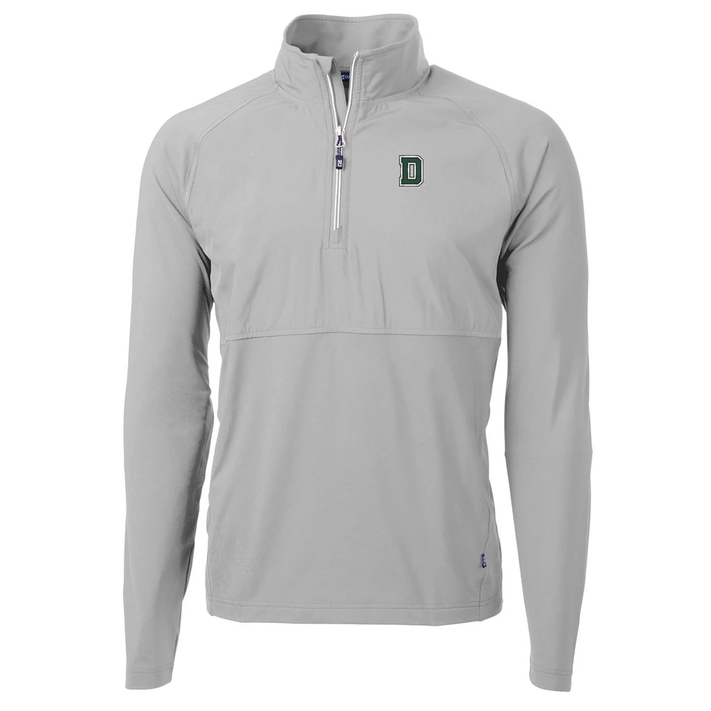 Men's Cutter & Buck Silver Dartmouth Big Green Adapt Eco Knit Hybrid Recycled Quarter-Zip Pullover Top