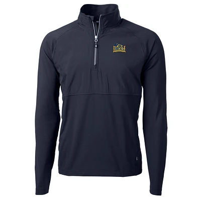 Men's Cutter & Buck Navy Drexel Dragons Adapt Eco Knit Hybrid Recycled Quarter-Zip Pullover Top