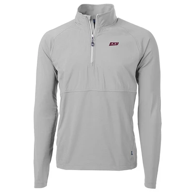 Men's Cutter & Buck Silver Eastern Kentucky Colonels Adapt Eco Knit Hybrid Recycled Quarter-Zip Pullover Top