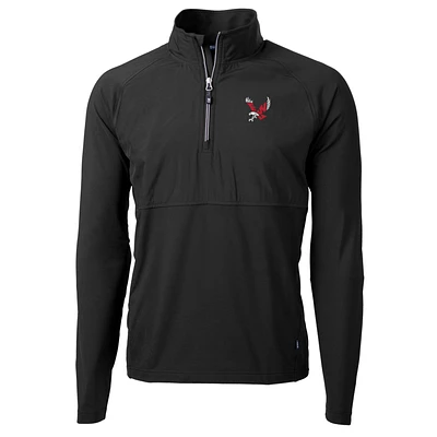 Men's Cutter & Buck Black Eastern Washington Eagles Adapt Eco Knit Hybrid Recycled Quarter-Zip Pullover Top