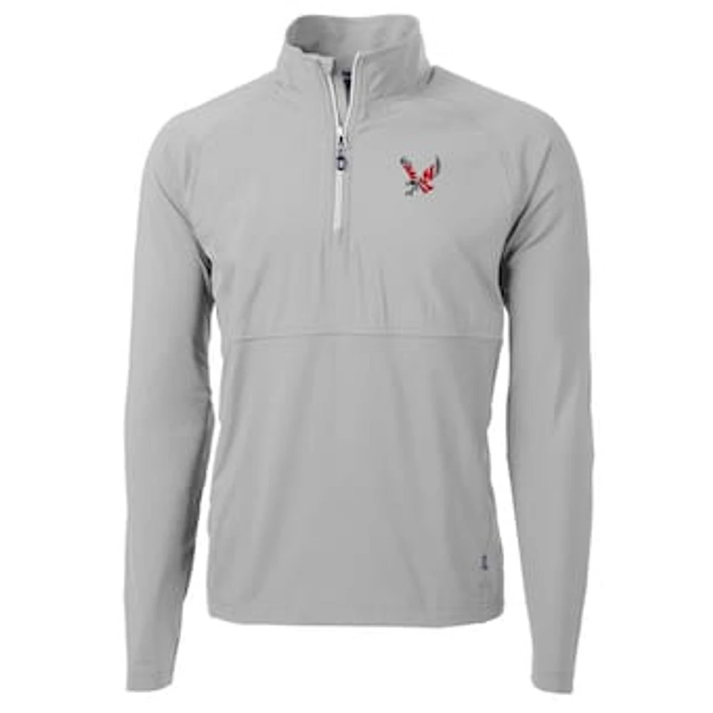 Men's Cutter & Buck Silver Eastern Washington Eagles Adapt Eco Knit Hybrid Recycled Quarter-Zip Pullover Top
