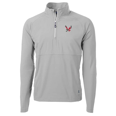 Men's Cutter & Buck Silver Eastern Washington Eagles Adapt Eco Knit Hybrid Recycled Quarter-Zip Pullover Top